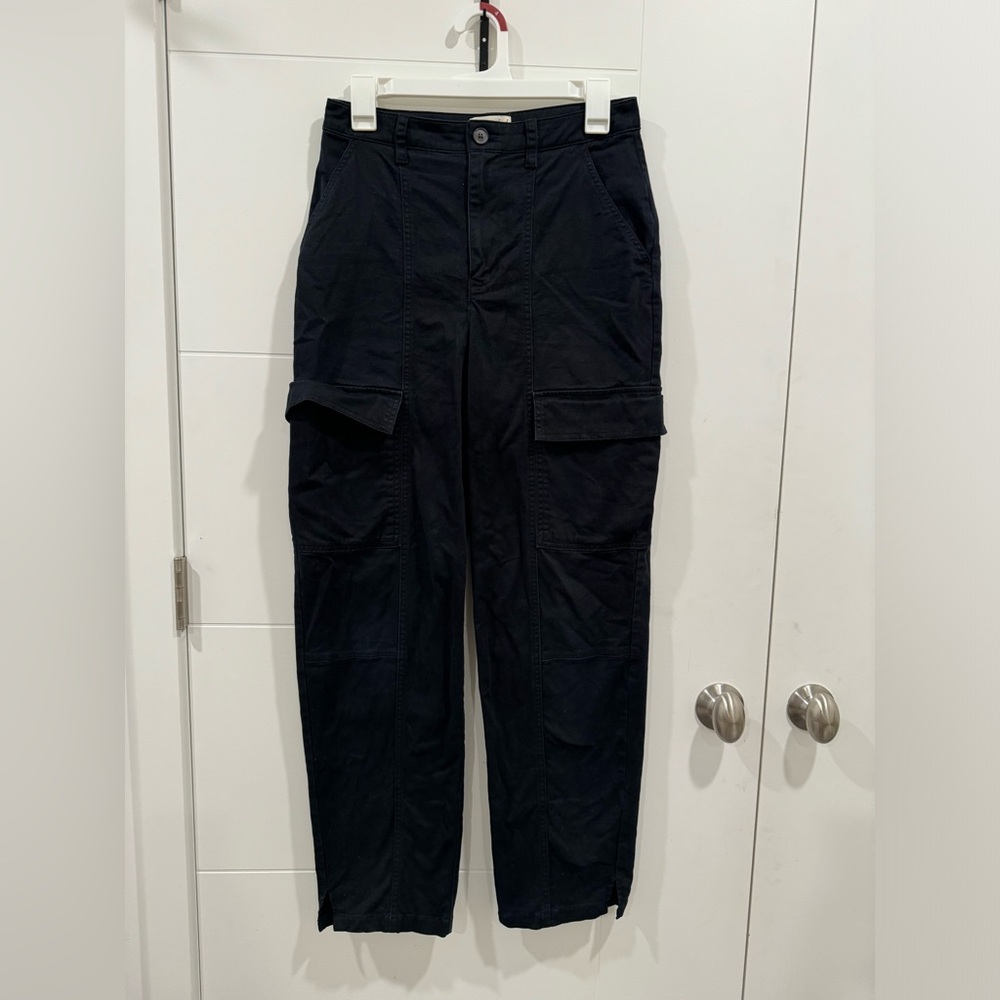 Black High Waisted Cargo Pants Wide Leg